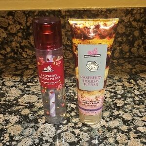 BBW Milk Bar Raspberry Holiday Pie Bar Fragrance Mist and Body Cream Set